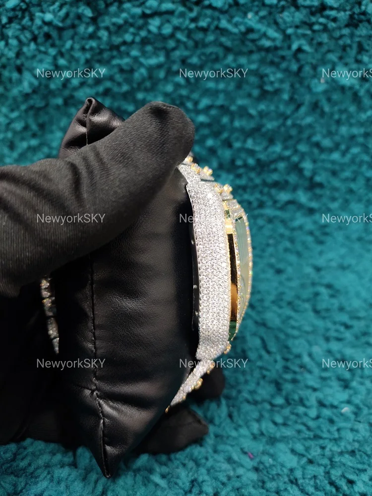 New 40MM Handmade Customizable Automatic Movement Mechanical VVS Moissanite Diamond Studded Iced Out Wrist Watch For Men Women