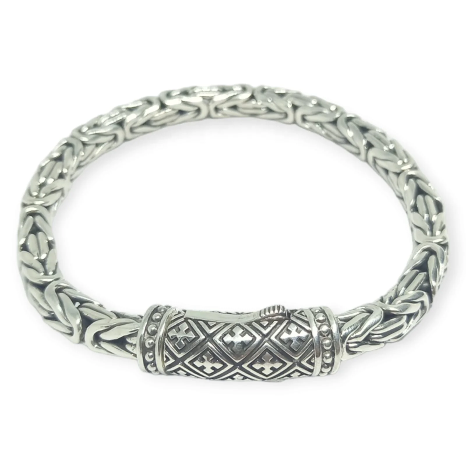 NY-CHB004-V2-Silver Chain Bracelet Byzantine Classic Design Chain Sterling Silver Bali Chain For Gift Women Men Unisex