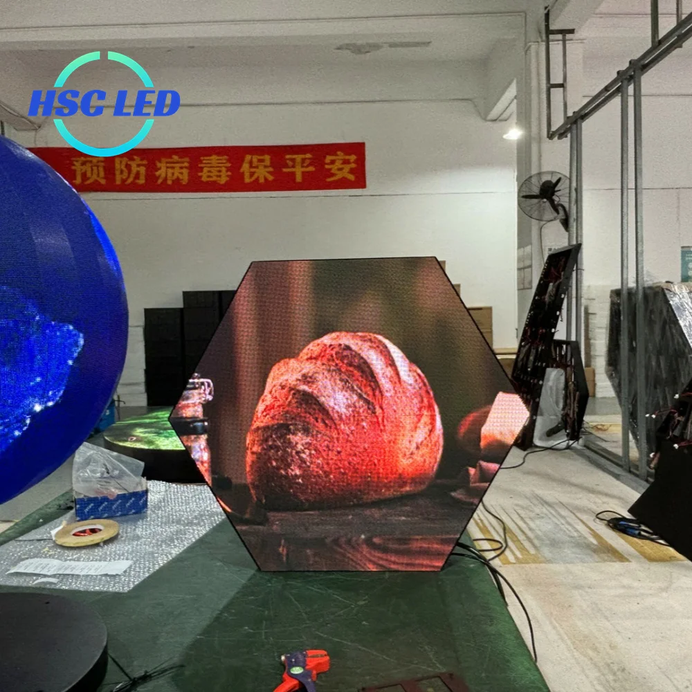 PH2.5 pH3 pH4 pH5 Крытый открытый полноцветный Креативный дизайн шестигранный медовый гребень со светодиодной видеостенкой