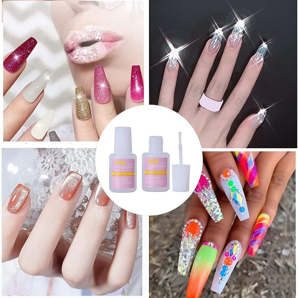 Private Label Custom False Glitter Tips Nail Care Tools Fast Drying Polish Nail Glue For Press On Nails
