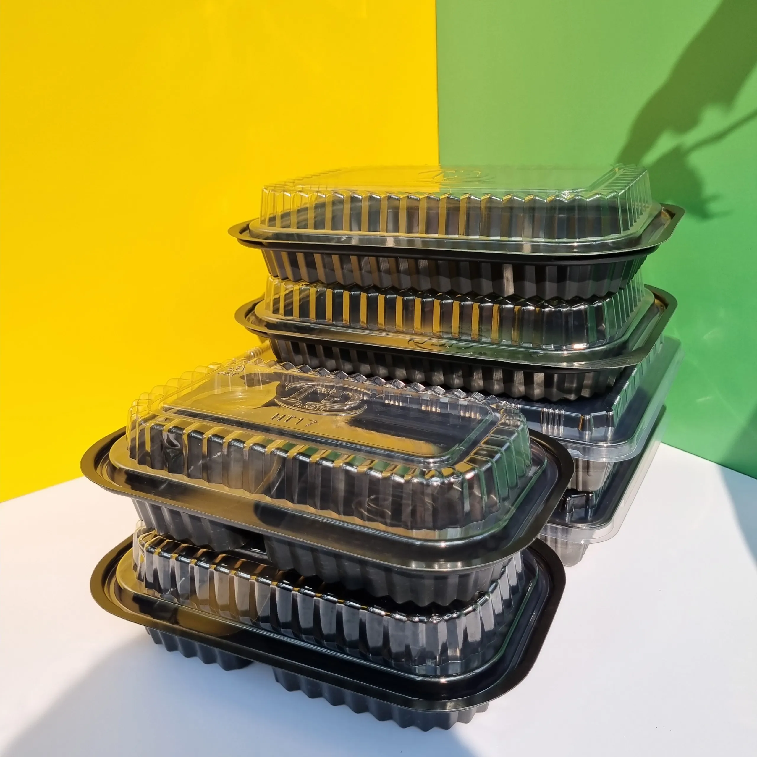 1-2-4 compartments disposable Plastic food container with lid black color take away Supplier cheap price
