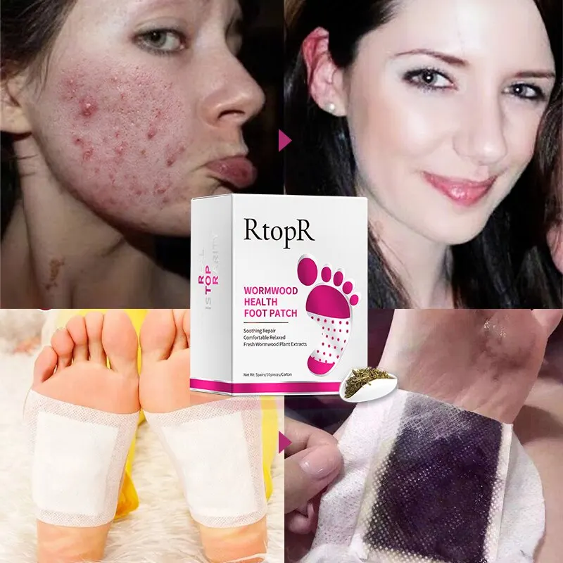 RtopR Wormwood Health Body Detox Foot Patch Effective Improve Sleep Quality Organic Detox Beauty Slimming Feet Cleansing Patch