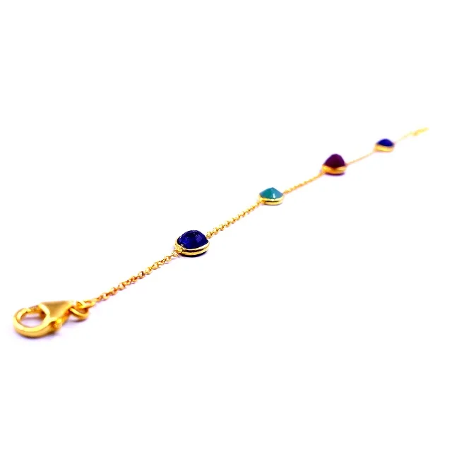 Everyday Wear Sterling Silver 925 Gold Plated Emerald Ruby Sapphire Adjustable Chunky Chain Bracelets