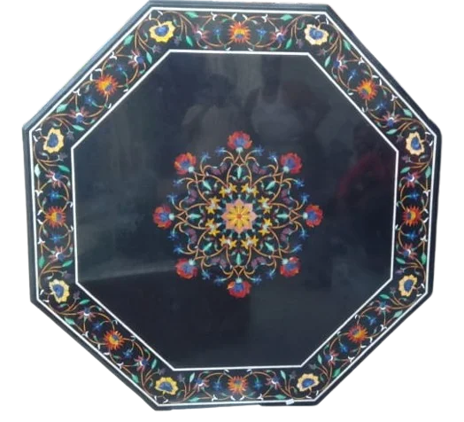 Italian Marble Semi Precious Stone Inlay Coffee Table Top Micro Mosaic Inlay Table