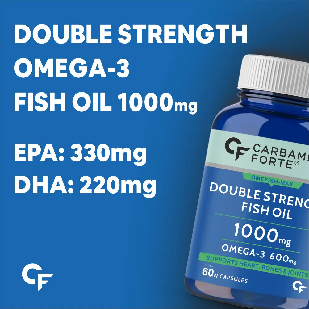 Double Strength Fish Oil 1000mg Softgel Capsules with Omega 3 for healthy heart, flexible joints,brain health & immunity support