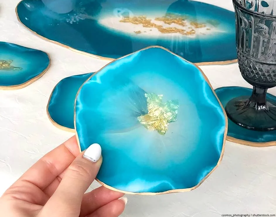 High Premium Quality Epoxy Resin Coasters Set With Ocean Effect Decorative Gift Drinkware Cups Tea And Coffee Coasters