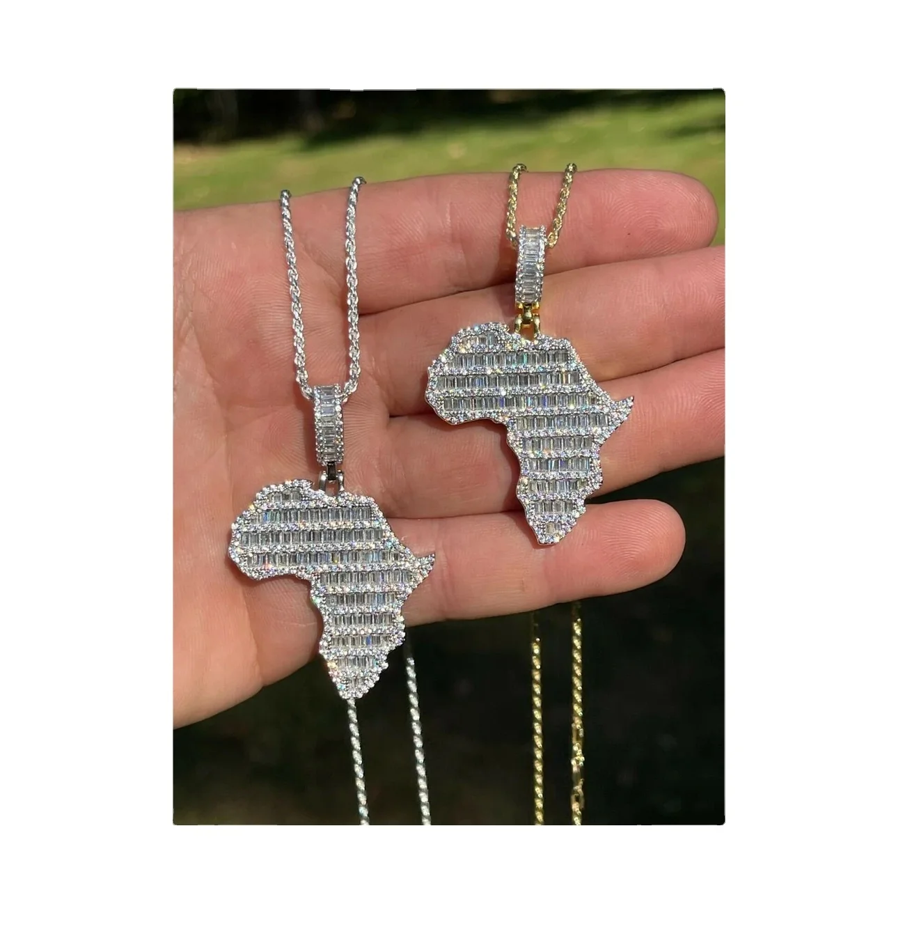 African Map Design High on Demand Unisex Jewellery Hip Hop Moissanite Diamond Pendant from Indian Exporter and Manufacturer