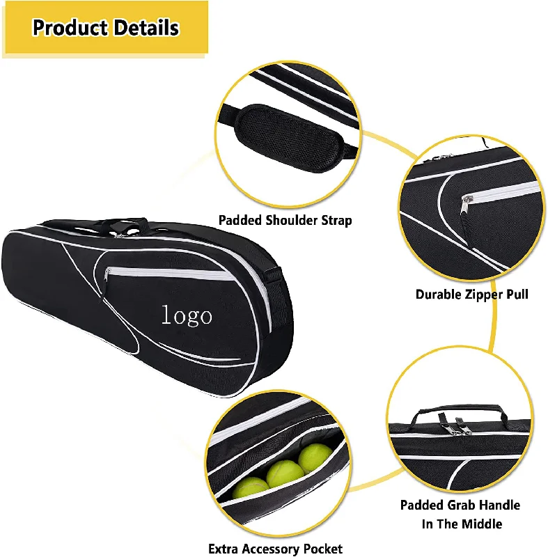 Custom Logo Waterproof Promo Beach Badminton Tennis Racquetball Racket Racquet Bag Double