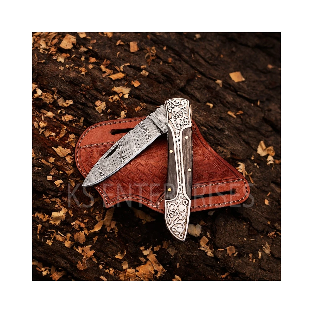 High Quality Fold Hunting Camping Outdoor Stainless Steel Engraved Handle Pocket Knife