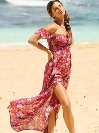 2023 New Arrivals Trending Boho Bohemian Solid Dyed Long Maxi Casual Sun Dresses Women Casual Summer Dress