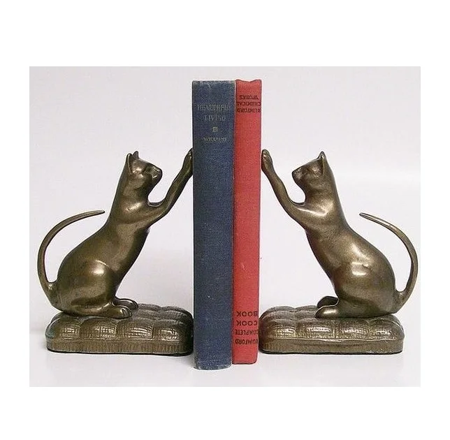 High Quality Heavy Duty Decorative Book Stand Latest Design School Bookshelf Desk Top Bookends Cat Shape Bed Room Decoration