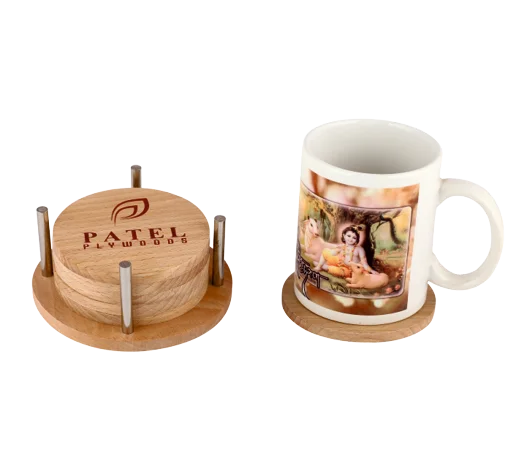 Wholesale Premium Pine Wooden Handcrafted Coasters Set for Coffee Table Tea Cup Stand Coasters with Wooden Coaster Holder