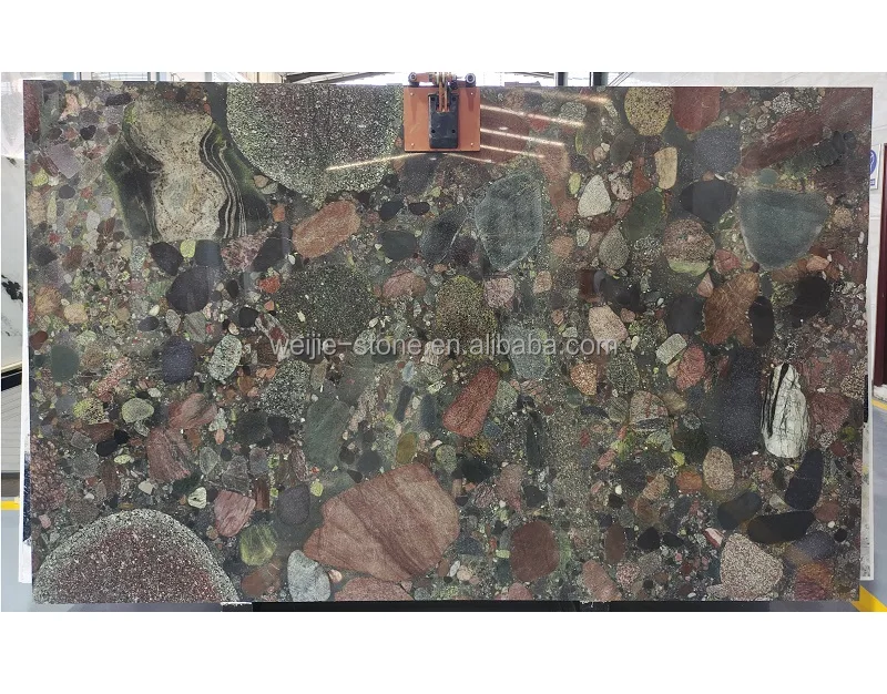 Luxury natural terrazzo stone slab and tile for bathroom floor deco