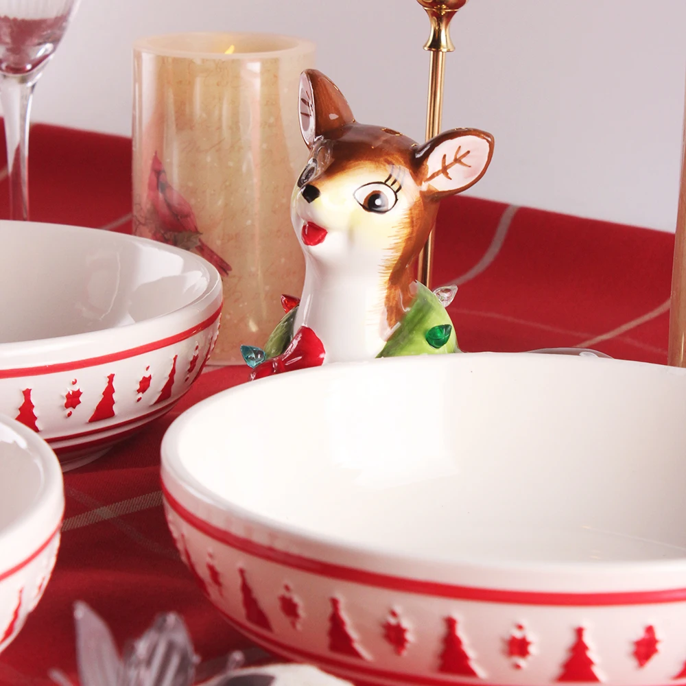 Plato ceramic manufacturer 3D Santa Claus reindeer snowman earthenware Christmas dinnerware party cookie dishes plates sets