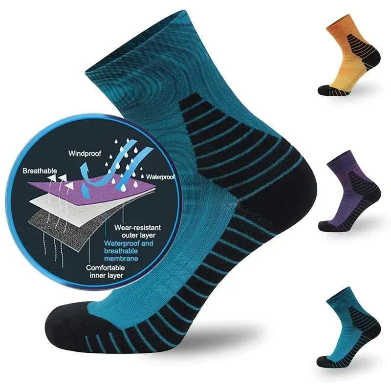 Waterproof Breathable Seamless Men Women Cycling Running Athletic Sport Custom Pattern Waterproof Socks