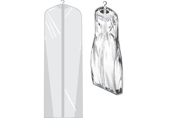 Clear Vinyl bridal gown garment suit cover bag for wedding dress