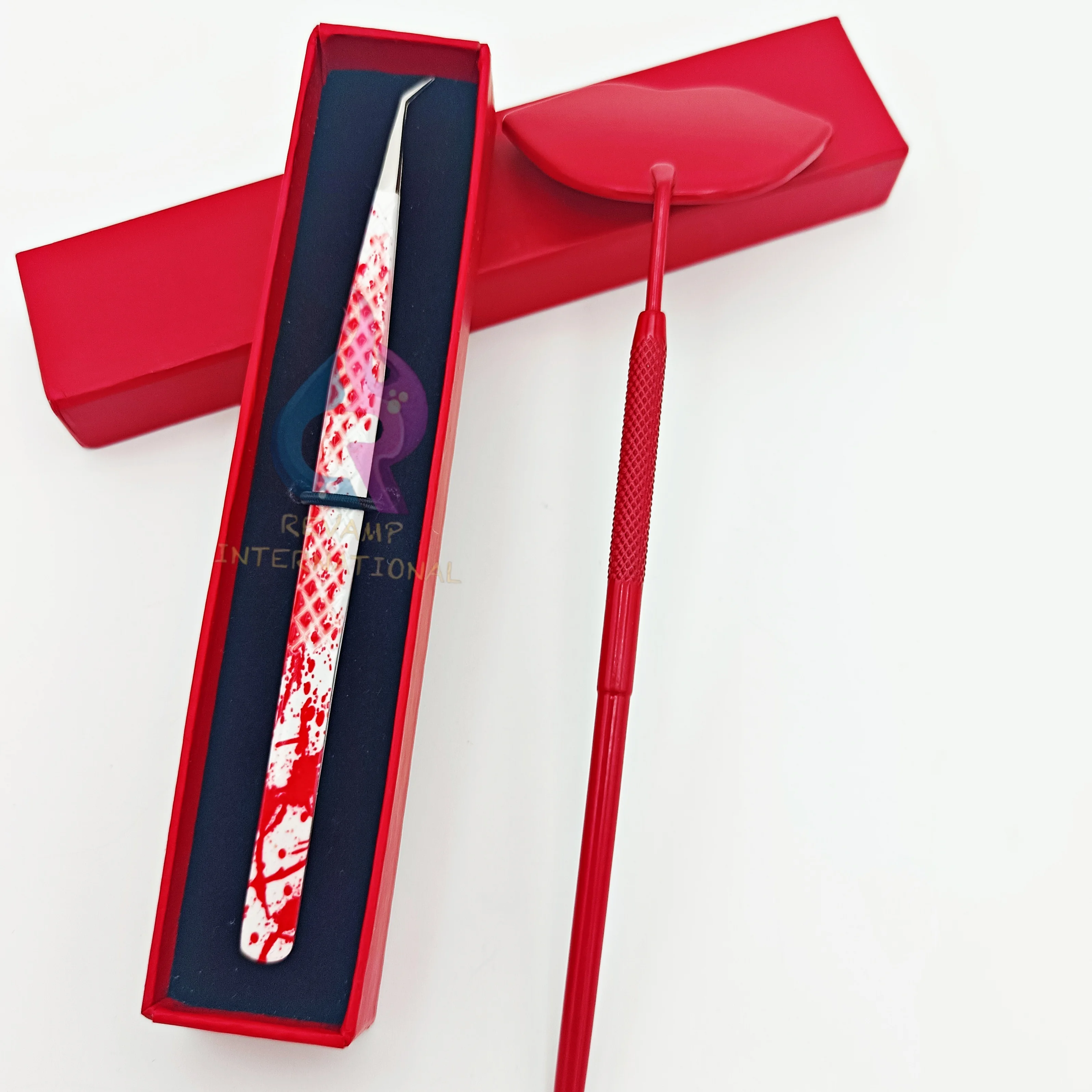 Hot Sale Halloween Theme Paper Coated Isolation Tweezers Private Label Logo Solid Sustainable Eyelash Tweezers For Isolation