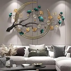 Top Selling 3D Ginkgo Leaf Metal Wall Art Hanging Luxury Decor Large Nature Art Decorative Modern Wall Mounted Sculpture Gifts