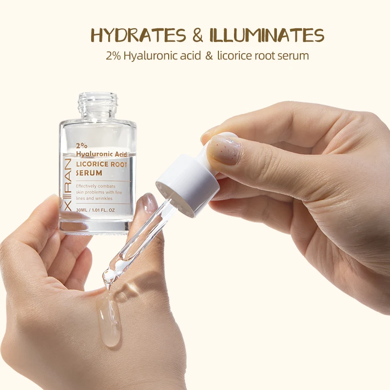 Private Label 2% Hyaluronic Acid Intensive Hydrating Face Serum With Brightening Skin Licorice Root Booster Serum