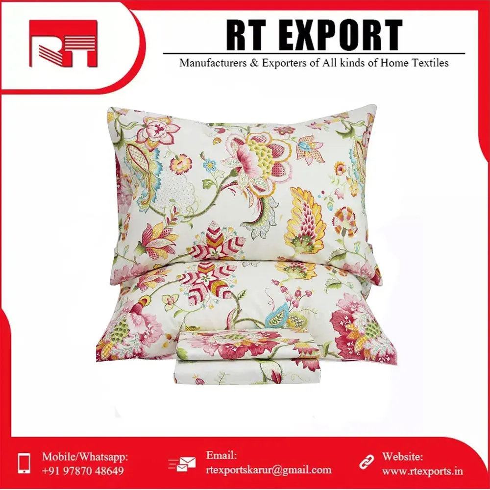 New Arrival Best Selling Bed Sheet Set Custom Design 100% Cotton Bedding Sets Indian Manufacturer