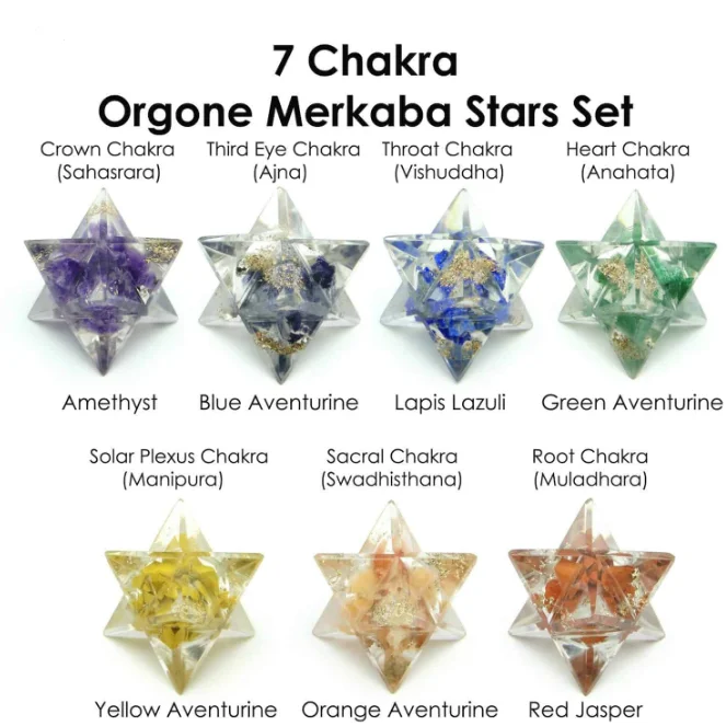 Оптовая продажа фэн-шуй ручной работы Меркаба звезды кристаллы и драгоценные камни оргонит с лечебными узорами для энергетической заживления