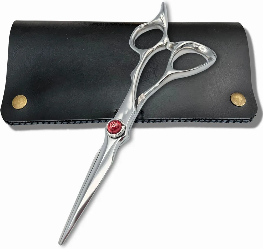 Beauty Hair Cutting Scissors Mirror Polish Fancy Screw Sharp Blade Barber Hair Salon Scissor With Leather Zipper Case