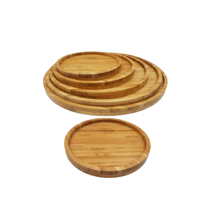 Viet FOA Bamboo Round Tray Manufacturer Natural Black Laser Decor Customized Logo Blocks Piece Packaging Food Pcs