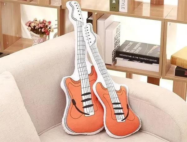 Emulated Guitar Plush Toy Pillow Home Decoration Stuffed Seat Cushion Cover Promotional Guitar Pillow
