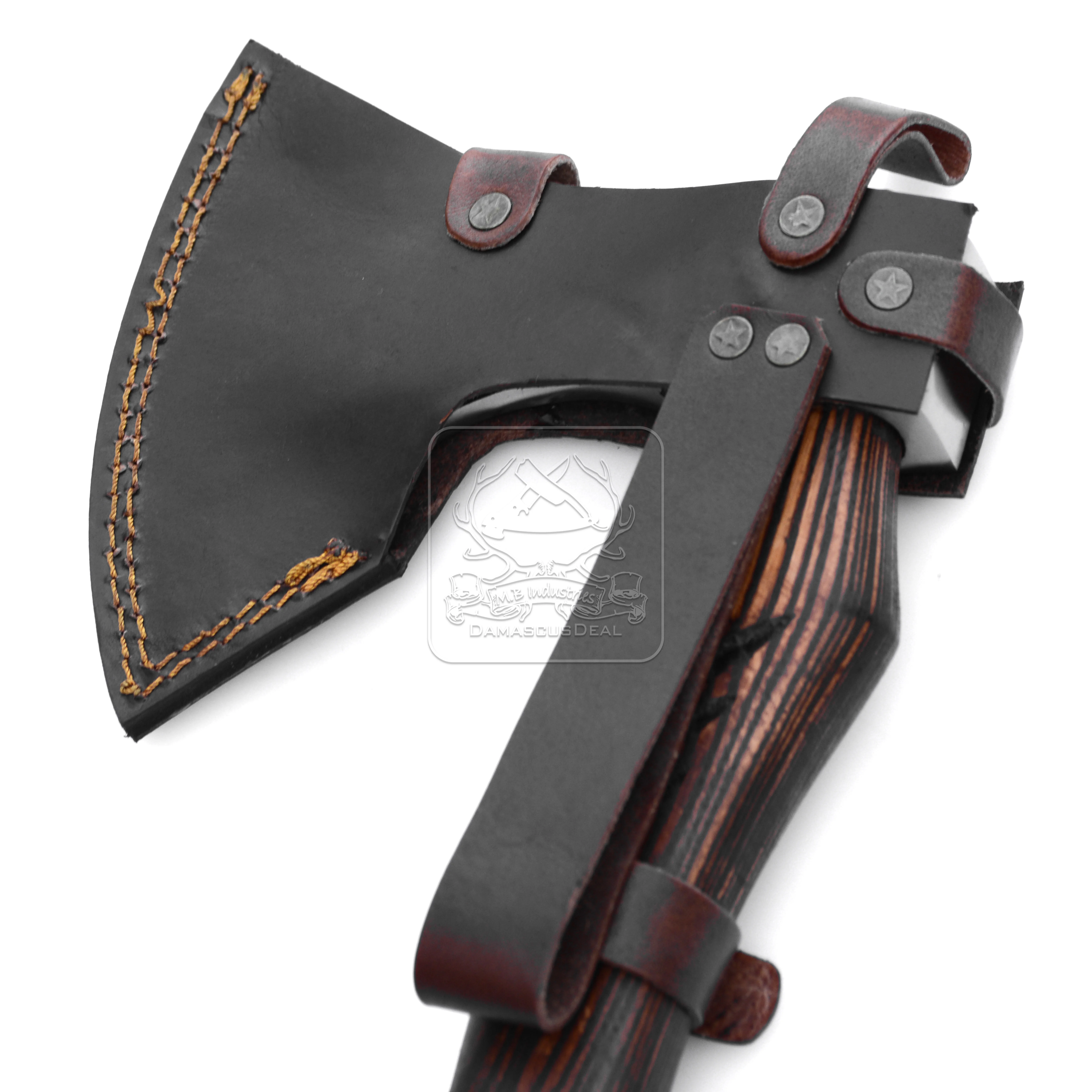 Viking Axe Tomahawk Hatchet DD-VikingAxe-139 handmade intricate etching designs on the bearded blade & engraved hardwood handle