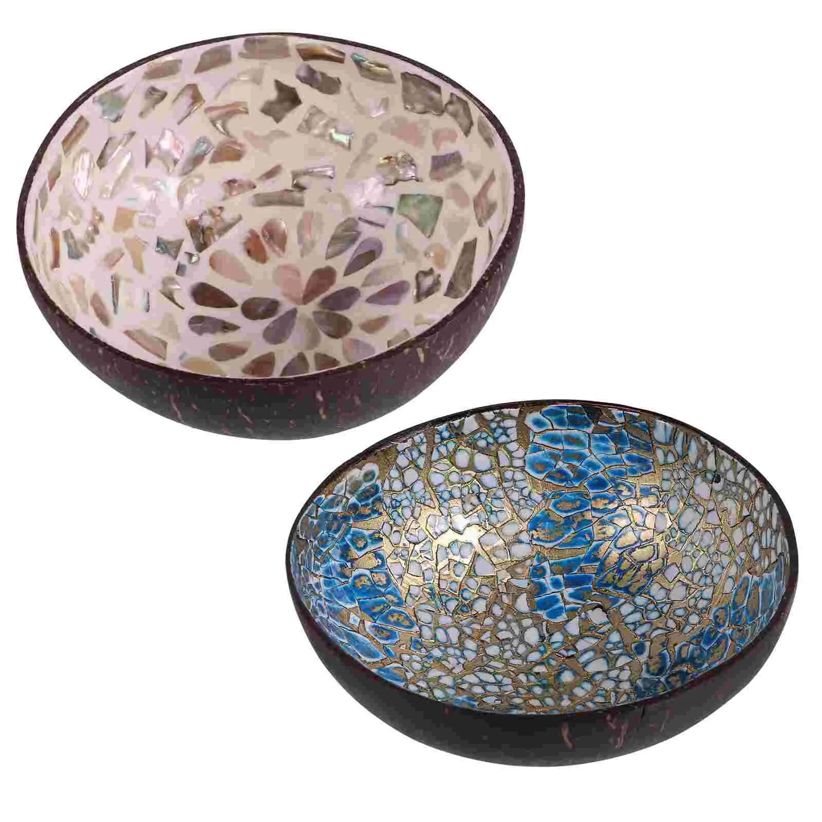Handmade high quality inlaid mother of pearl coconut bowl decorative inlaid coconut shell bowl