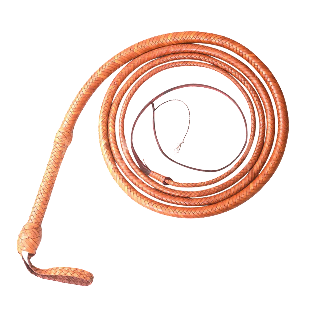 Brown Leather Whip Kangaroo Hide Hand Made Heavy Bull Whip  4 To 16 Feet  14 Plaits Custom Bull Whip Belly And Bolster