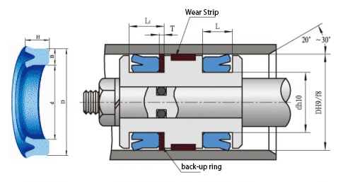 Резиновое уплотнение вала и поршня типа UN