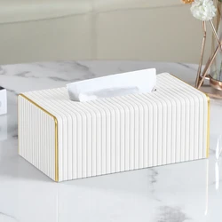 MAVOBO 2022 New Arrival Elegant Tissue Box Home Bedroom Use Italy Stripe Paper Tissue Box Custom Logo Tissue Paper Box Cover