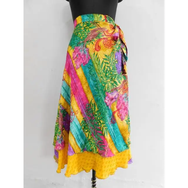 Vintage silk saree Magic Wrap Skirts Handmade Silk Reversible rapron skirt beach wear