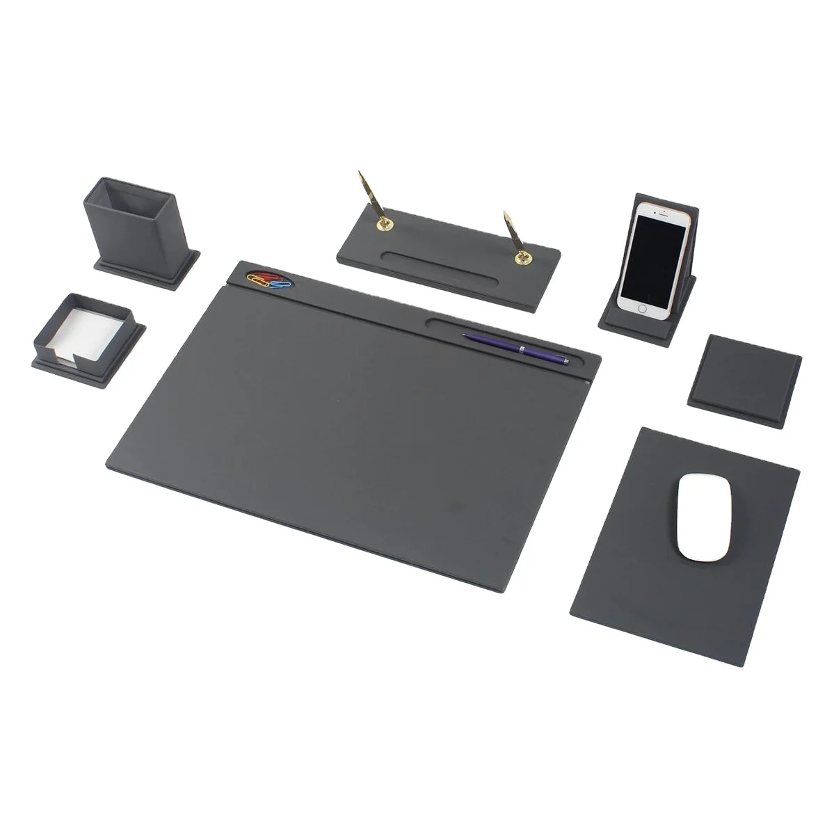 9 Pieces Leather Desk Set Office Supplies Office Accessories Desk Organizer Stationary Set Desktop Accessories Office Decor