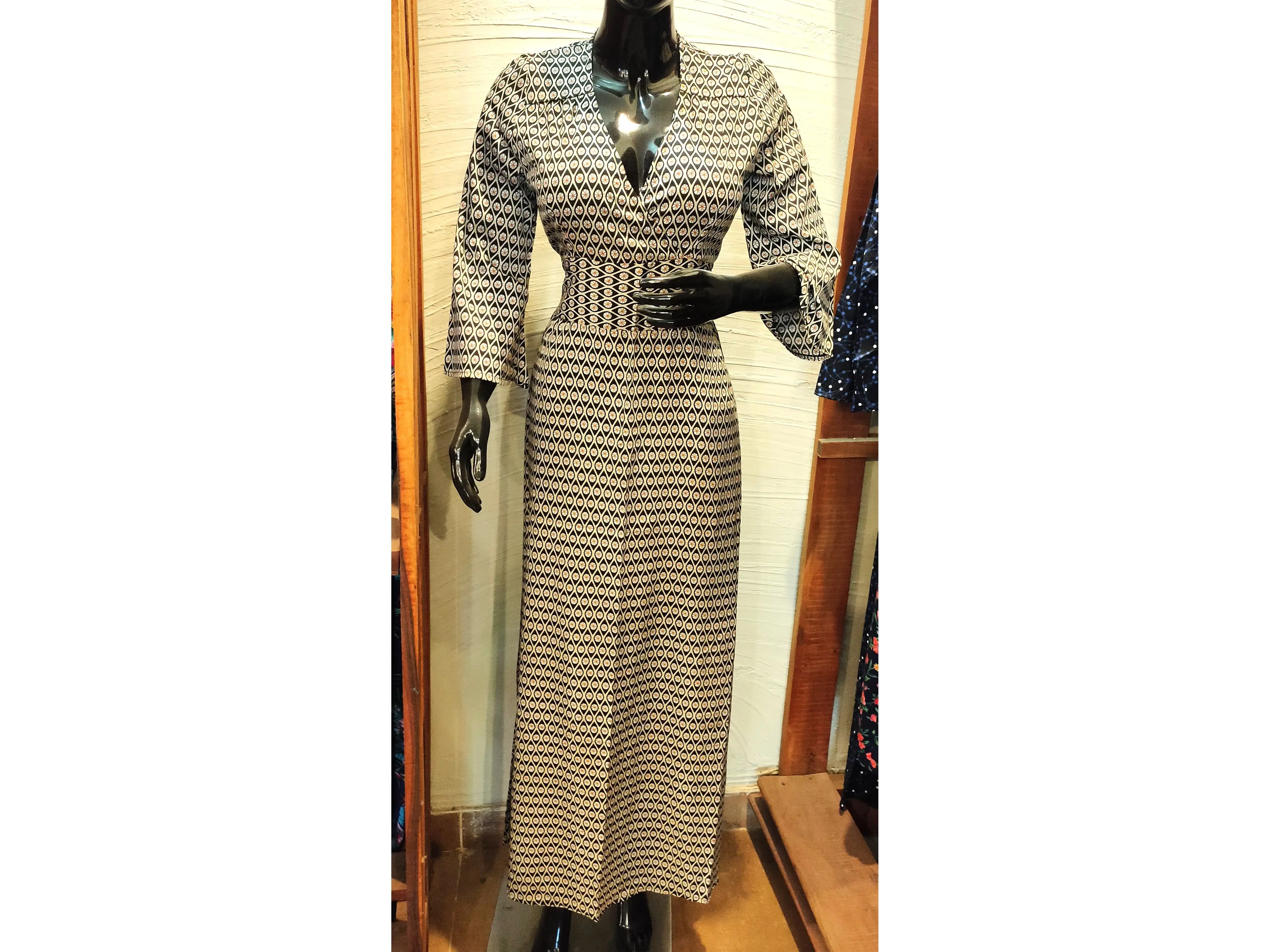 Ladies printed silk long dress Vintage design dress bohemian women New Vacation V neck boho printed casual dress
