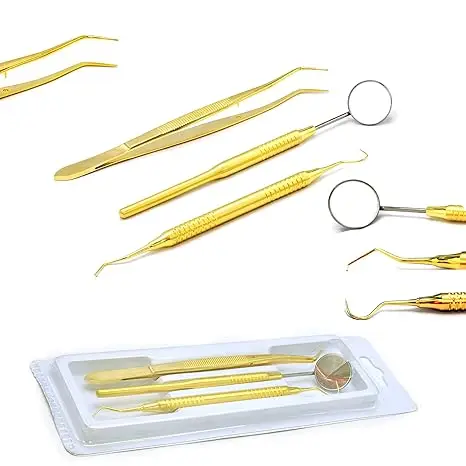 3Pcs Dental Mouth Mirror Stainless Steel Tweezers Elbow Probe Dentist Instrument Teeth Cleaning Whitening Dentistry Tools Set