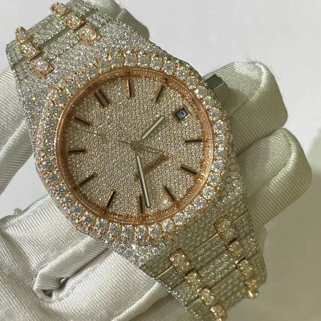 luxury hip hop watch mens lab moissanite diamond watch