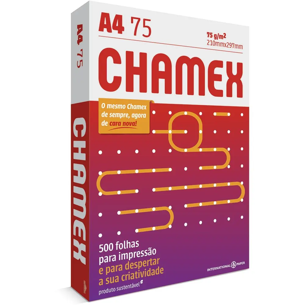 Papel sulfite A4 210 x 297mm CHAMEX 75gr 500 Folhas