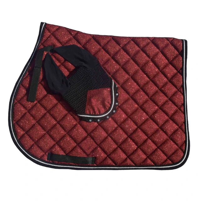 Trending 2024 Equestrian Glitter Saddle Pad set All Purpose Horse Matching Fly Bonnet Veil Ear Bonnet Set Riding Saddle Pads