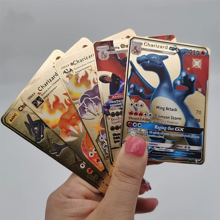 Poke mon Shining Charizard Dracaufeu 107/105 Gold Metal Custom Card - Neo Destiny Card