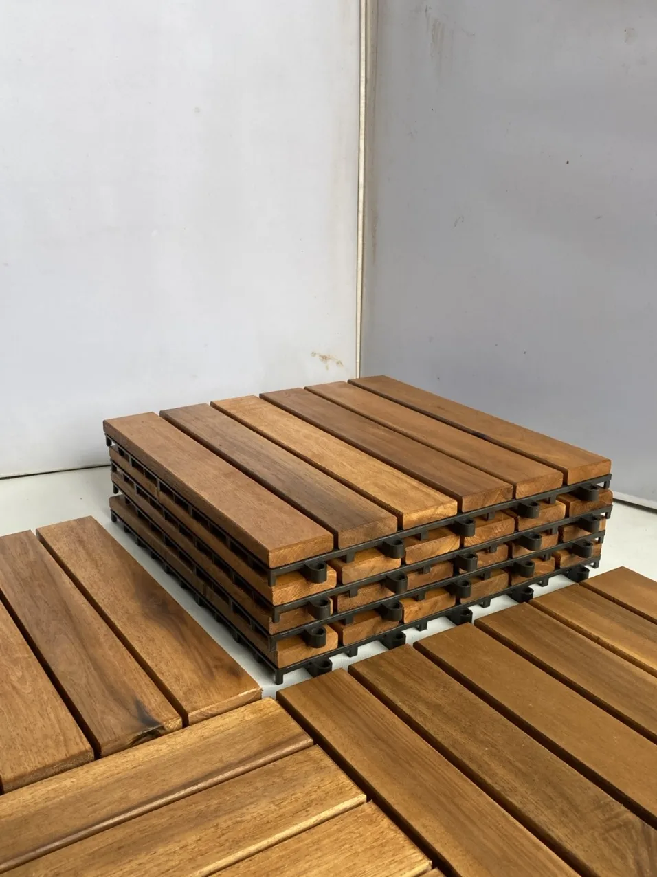 Patio wood flooring acacia wood 6 slats Outside Pavers Wooden Planks for indoor outdoor