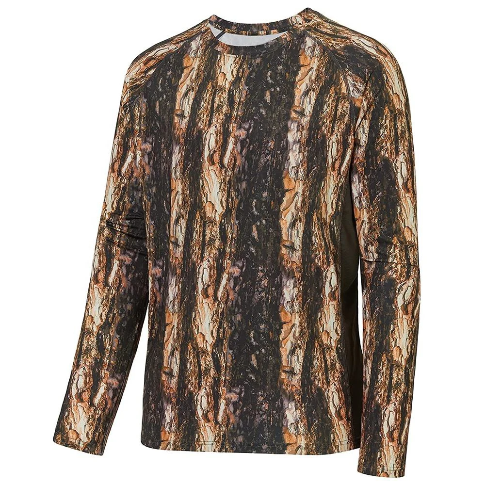 Wholesale Customized Long Sleeve Fishing Shirt Multicam Camo 1/4 Hood Zipper Hunting Fishing Shirt Upf 50