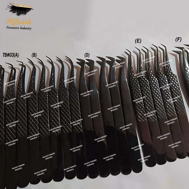 Manufacturer 90 Degree Tip Gold & White Eyelash Tweezers Wholesale Price Scale Private Label Pointed Eyelash Tweezers NQLASH