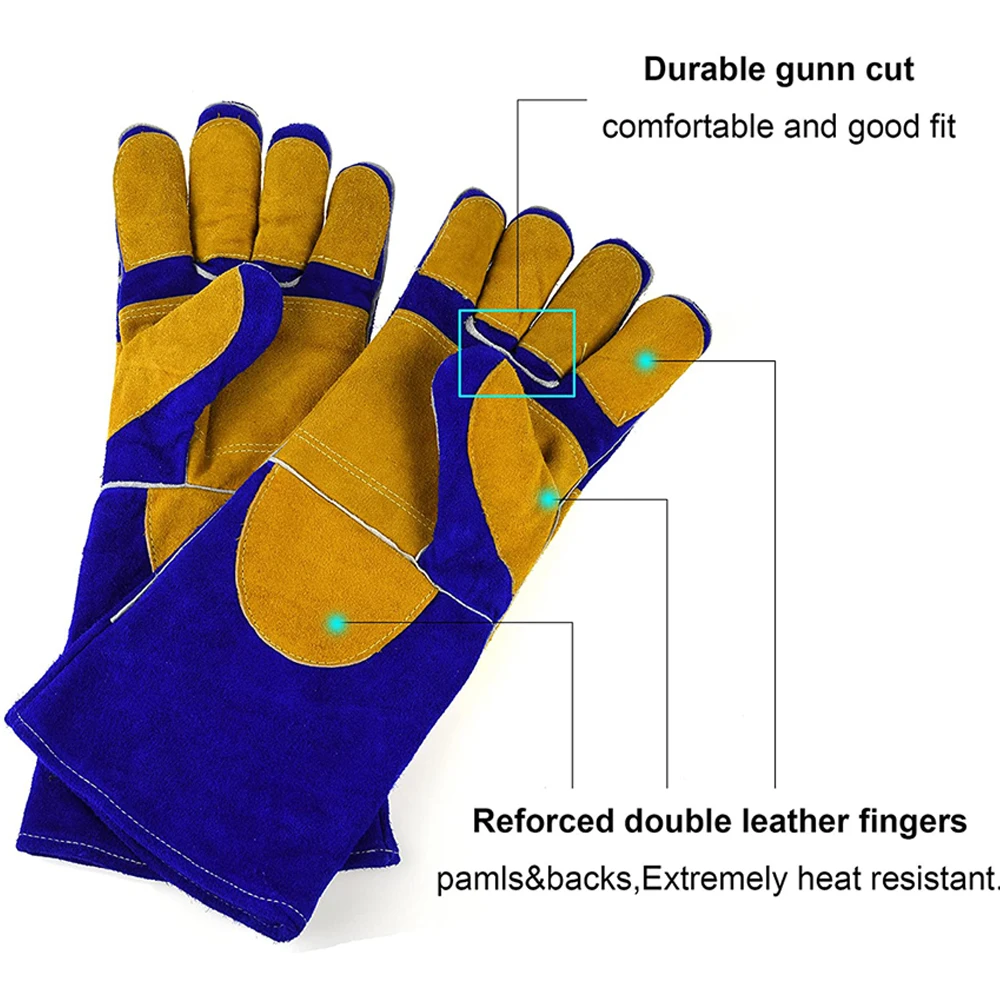 Customized size Premium Split Cow Leather Heat Resistant Fire Proof Welding Gloves Hot sale products