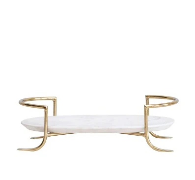 Luxuries Brass New Look Cake Stand Server Oval with Marble Top Premium Luxury Vintage Style Best Cheap Price Cake Server