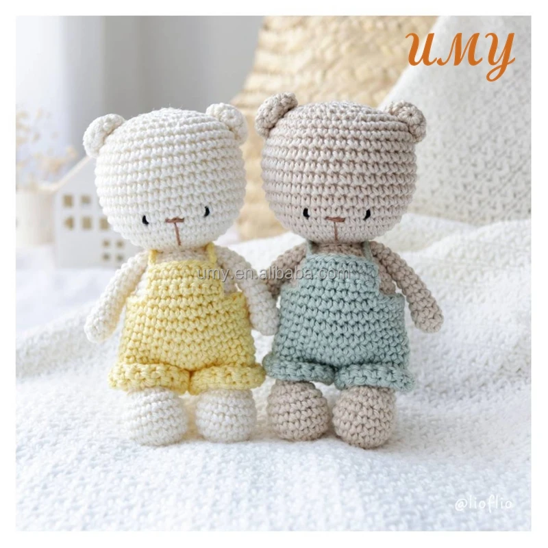 Handmade Manualidades En Custom Amigurumi Soft Crochet Tejido Tricot Cotton Plush Bear Toy Stuffed Animal Baby Doll