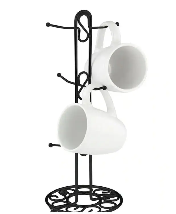 2024 New Modern Luxury Design 6 Hook Mug Tree High Quality Bulk Kitchenware Steel Metal Organizer Hot Selling Wholesale India
