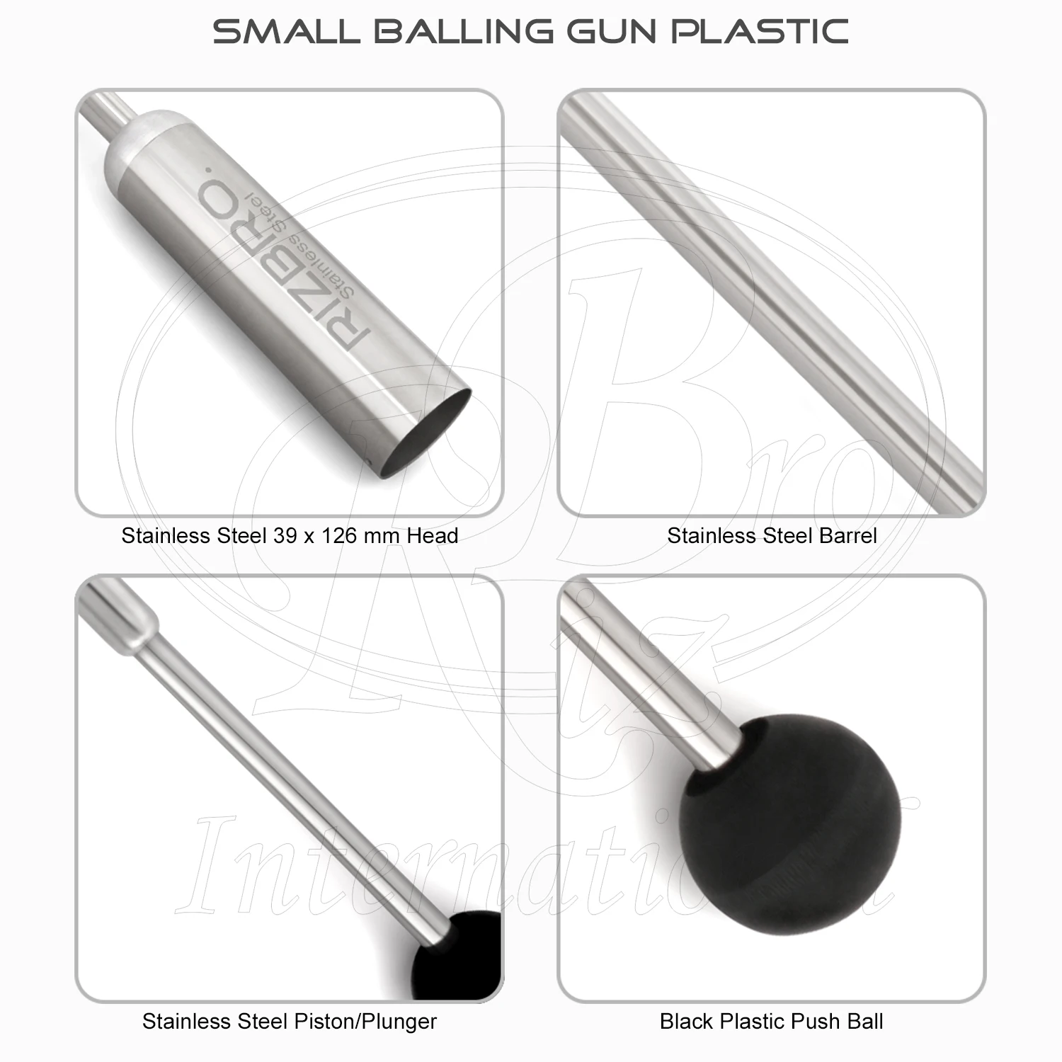 Ruminal professional cow magnet balling gun magnet introducer metal 39 x126 mm stainless steel  bovine balling gun for animals