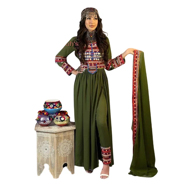 New Arrival Full Embroidered Multi Color Ethnic Dresses for Women Afghan Kuchi Tribal Vintage Dress Available at Wholesale Price